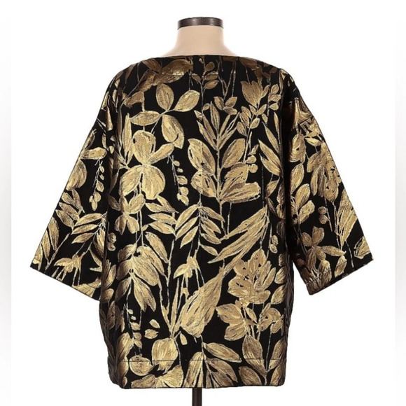 Bryn Walker Yael Folie D' Oro Jacquard Metallic Floral Print Top Size Small - Picture 2 of 11